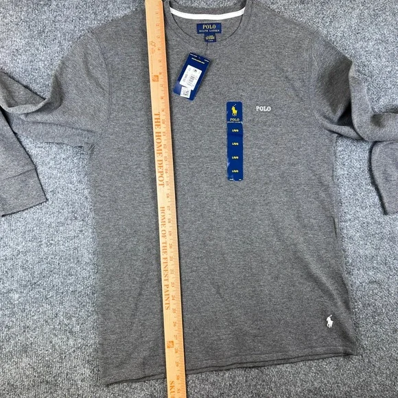 Polo Ralph Lauren Thermal Waffle Knit Shirt Mens L Gray Long Sleeve Pony NWT - Picture 9 of 11